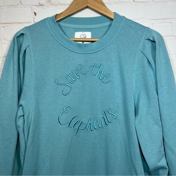 Ivory Ella Sweatshirt Size Medium Blue Pullover Embroidered Crew Neck - Picture 2 of 11
